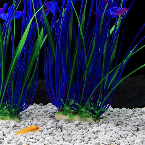 JIH Plastic Plants for Aquarium, Tall Artificial Plants for Fish Tank Decor 15.6 Inch (2 Pcs) (Purple)
