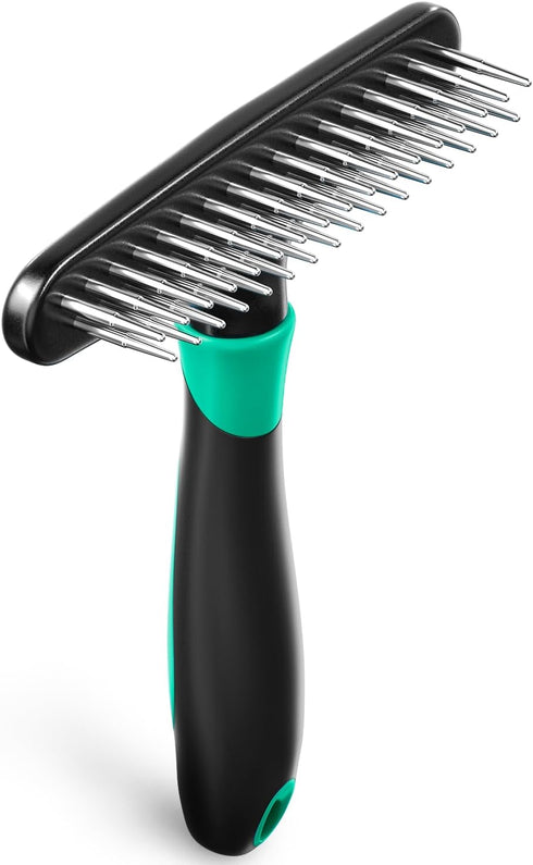 DOGI Deshedding Brush Comb - Undercoat Rake for Dogs & Cats, Double Row Stainless Steel Pins, Reduce Shedding