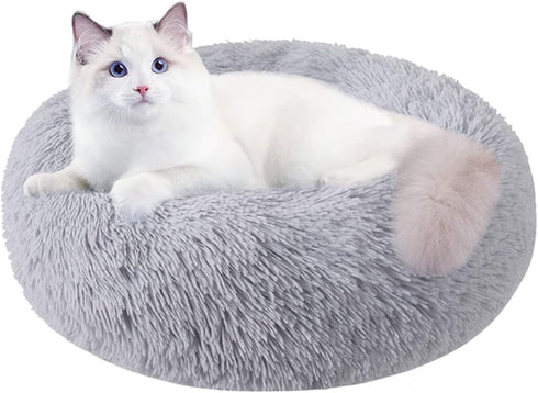 Cat Beds for Indoor Cats, 20 Inch Round Dog Bed for Small Medium Large Dogs, Washable with Slip-Resistant Bottom