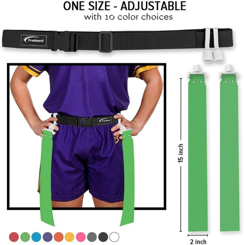 Set 2 Trained Flag Football Adjustable Flag Football Belt with Flags & Audible Pop Durable Flag Football Gear