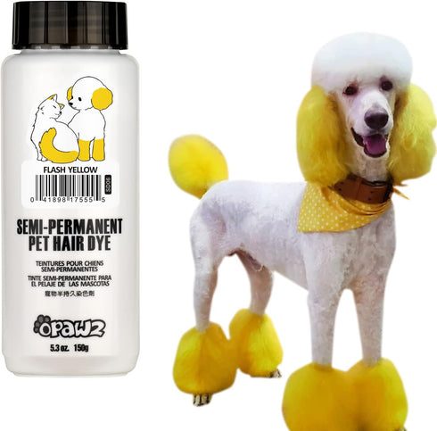 OPAWZ Semi-Permanent Dog Hair Dye, Food-Grade Non-Toxic Pet Hair Dye for Dogs, Cats, and All Pets (Flash Yellow)