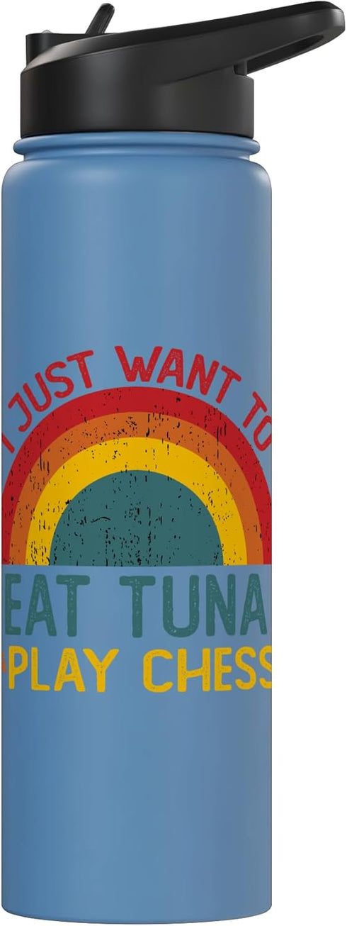 Thanksgiving Retro Tuna Lover Who also Play Chess Funny I just want to eat tuna and Play Chess Christmas Stainless