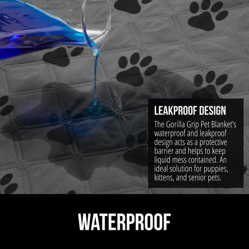 Gorilla Grip 100% Waterproof Dog Blanket 52x82, Pet Friendly Washable Couch Cushion Bed Protector (Paw)