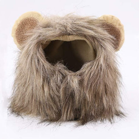 Halloween Cat Lion Mane Wig Costume - Adjustable Washable Funny Pet Puppy Dress Up Hat for Holiday Photo Shoots, Size L