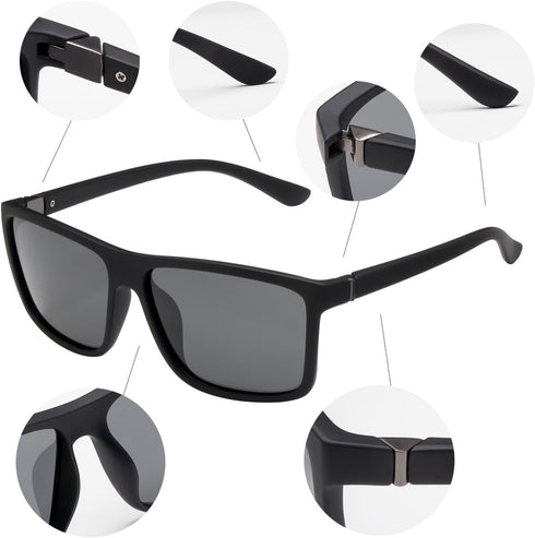 NIEEPA Men's Sports Polarized Sunglasses, Square Frame Glasses NP1007