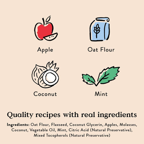 Bocce's Bakery Dailies Brushy Bites Dog Treats - Wheat-Free Wellness Support, Apple & Mint Recipe, 6 oz