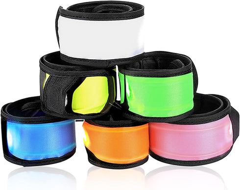 Pack of 6 LED Light Up Band Slap Bracelets for Night Safety, Cycling, Walking, Running, Concerts, Camping