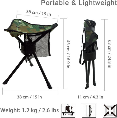 GEERTOP Portable Camping Folding Stool Seat - Swivel Tripod Chair for Outdoor Gear