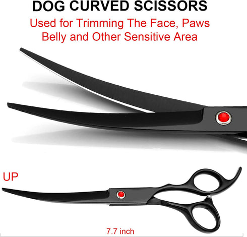 TINMARDA 6 1, 6CR Professional Dog Grooming Scissors Kit Black in Dog Shears for Grooming Premium Stainless Steel