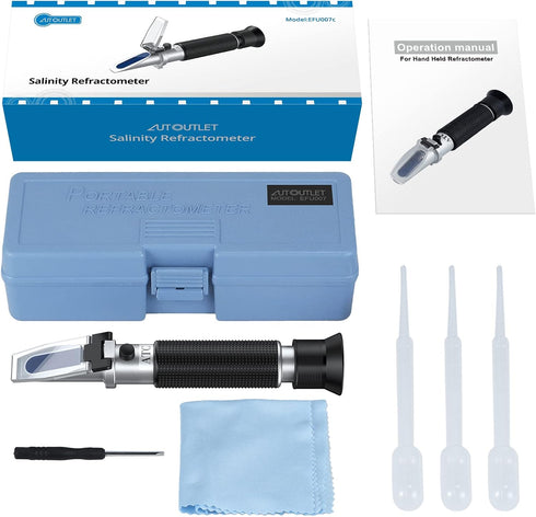 AUTOUTLET Salinity Refractometer for Saltwater Aquarium, 0-100PPT & 1.000-1.070 Salinity Tester Kit