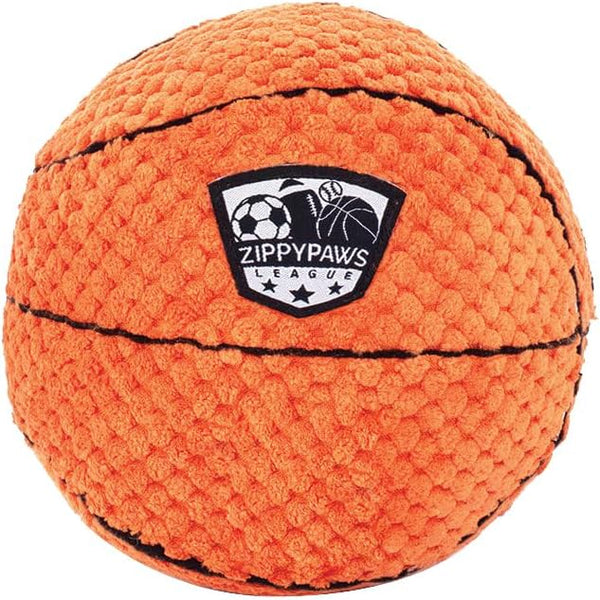 ZippyPaws SportsBallz Plush Basketball Dog Toy, Soft Squeaky Balls for Indoor & Outdoor Fetch
