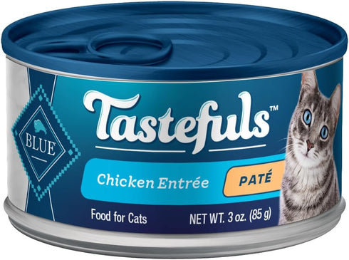 3-oz (Pack 24) Blue Buffalo Tastefuls Natural Pate Wet Cat Food, Chicken Entre cans