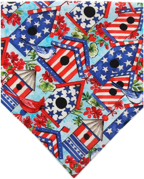 KZHAREEN 7th American Flag Dog Bandana of July Pet Clothes Patriotic Reversible Triangle Bibs Scarf Accessories
