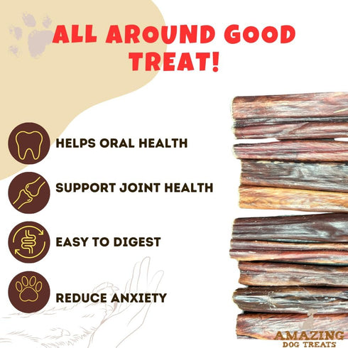 Amazing Dog Treats Gullet Sticks - 6 Inch, 20 Count, Jerky Chews for Dogs, Esophagus Beef Gullet