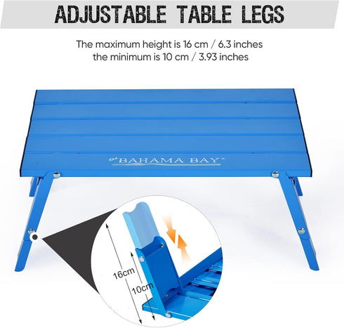 66lbs/30kg Old Bahama Bay Ultralight Aluminum Mini Table, Weight Capacity, Foldable Small Beach Table with Retractable