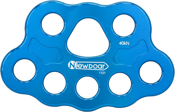 NewDoar 40KN Paw Rigging Plate with 4/5 Holes for Rock Climbing Gear, 8 Holes, Blue
