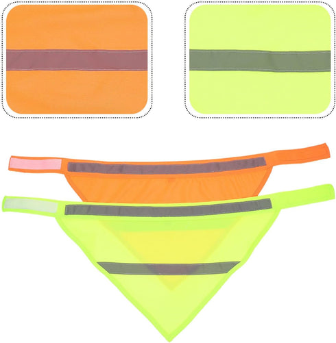 POPETPOP 2pcs Pet Triangle Towel Bibs, Orange Reflector Vest for Night Walking, Small Dog Safety