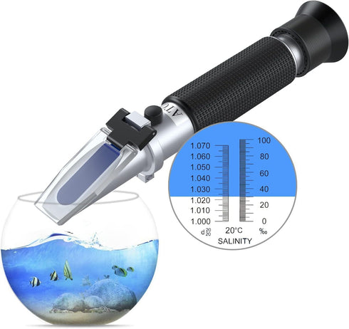 AUTOUTLET Salinity Refractometer for Saltwater Aquarium, 0-100PPT & 1.000-1.070 Salinity Tester Kit