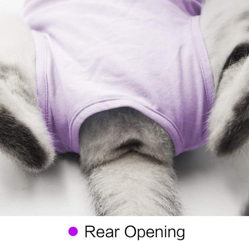 Cat Surgery Recovery Suit - Cat Onesie for Post-Surgery Wear, E-Collar Alternative for Cats (Purple-S)