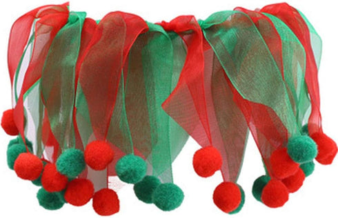 Christmas Pet Collar Ornaments, Adjustable Red Green Holiday Dress Collar for Cat and Dog (L(45CM))