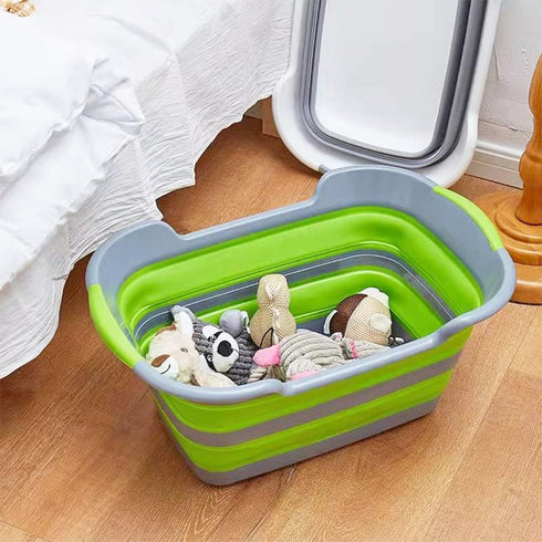 Multipurpose Collapsible Pet Bathtub - Portable Laundry Basket-Foldable Bathing Tub with Drainage Hole, 7.1 Gal/27L