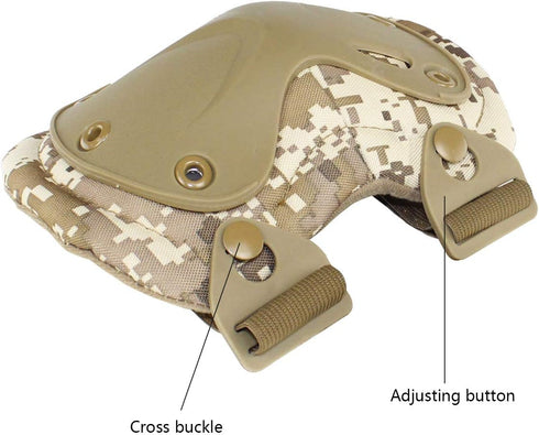 Tactical Combat Knee & Elbow Protective Pads Set for Outdoor CS Paintball, Cycling, Safety Skateboarding Gear