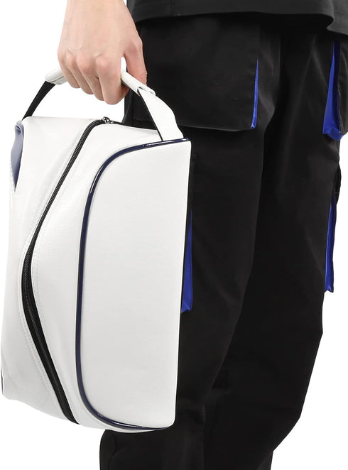 Qiilu White PU Leather Shoe Bag, Dustproof Storage Carrier Bag for Home Travel