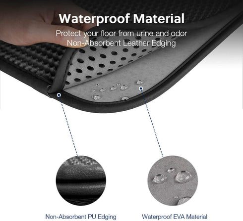 WePet Cat Litter Trapping Mat, Medium Size Honeycomb Double Layer, Waterproof, Easy Clean, 24x15 Inch Black