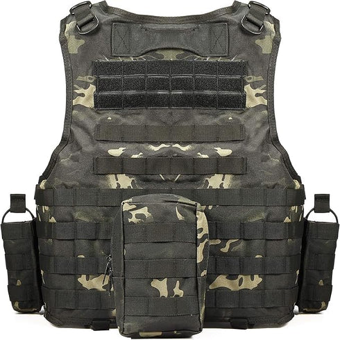 Tactical Airsoft Vest - Adjustable Outdoors CS Game Paintball Vest for Adults