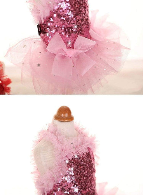 Fashion Sweet Puppy Dog Blingbling Princess Skirt, Pet Dog Lace Cake Camisole Tutu Dress, Pink Medium