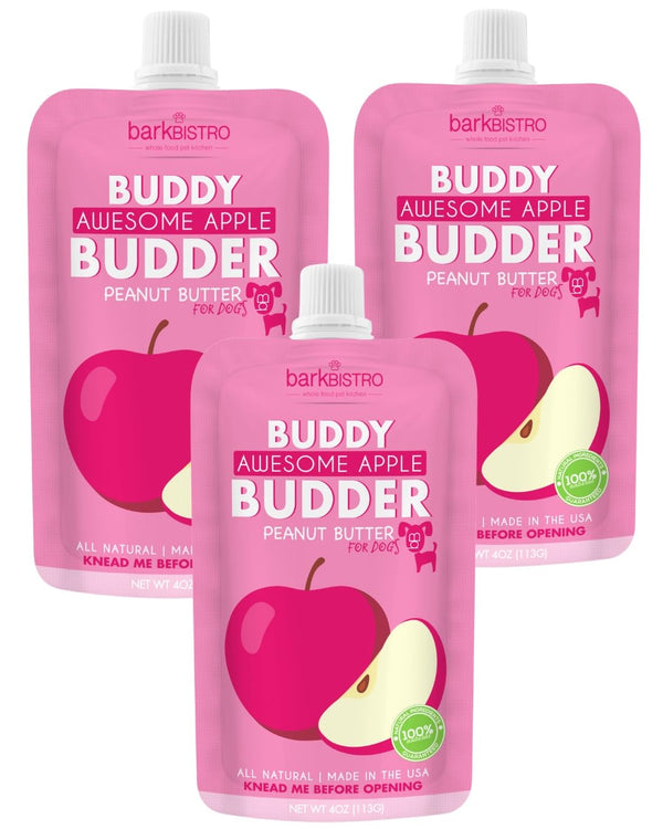 Bark Bistro Awesome Apple Buddy Budder Peanut Butter for Dogs, 3 Pack,