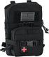 Tactical Mini Molle Hydration Pack - Hydration Carrier with IFAK Pouch, US Flag & Med Patch (Black)