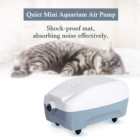 HITOP 2W Single Outlet Aquarium Air Pump - 1.5L/Min Quiet Oxygen Pump for Small Tank up to 15 Gallon