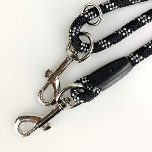 Long Rope Dog Leash 12FT 20FT 30FT 50FT, Reflective Threads Tie-Out Check Cord for Large Medium Small Dogs (Black,
