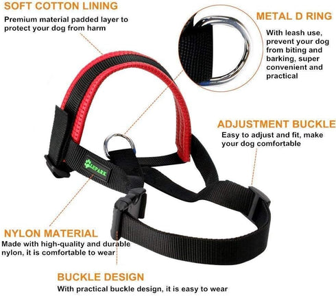 Dog Muzzle for Small, Medium, Large Dogs, Prevent from Biting, Barking and Chewing, Adjustable Loop (M/Red)