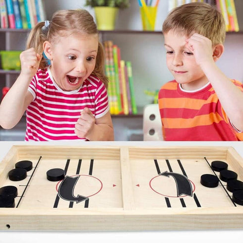 moopok Fast Sling Puck Game - Fast Action Super Foosball Table Desktop Battle Slingshot Wooden Air Hockey Board Game