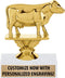 Dairy Cow Trophies, 4.25" Gold Dairy Cow Trophy Award, Personalized with Your