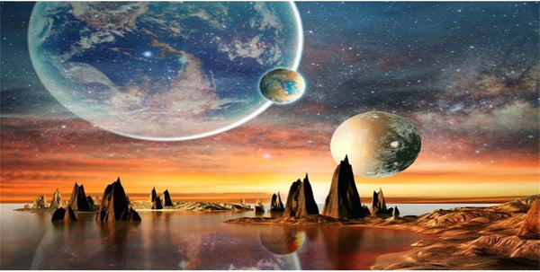 AWERT 48x24 inches Galaxy Aquarium Background with Space Theme View of The Planets for Fish Tank