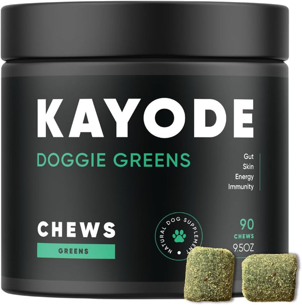 Doggie Greens, Natural Dog Vitamins & Probiotics, 6-in-1 Supplements & Vitamins Chews, Super Greens for Dogs