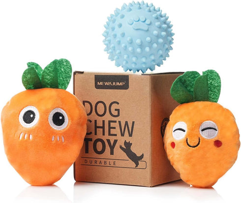 MewaJump Squeaky Dog Toys with Ball - 3-in-1 Plush Cute Dog Chew Toy for Teeth Cleaning, Puppy Enrichment for Small and