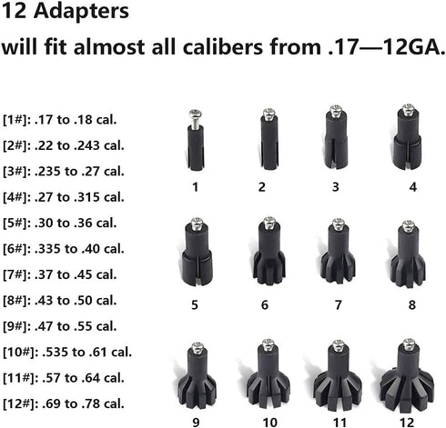 Laser BoreSighter with 12 Adapters for 17 Calibers to 12 GA, Suitable for Rifle Scope and Handgun Sight