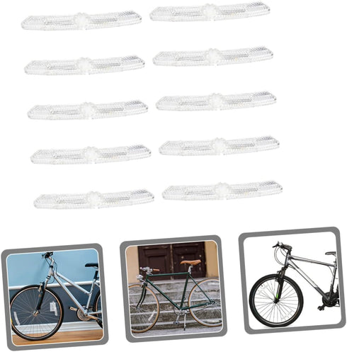 Kisangel 10pcs Bicycle Reflector - White Wheel Reflectors for Night Riding Accessories