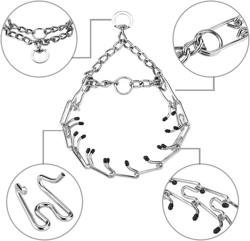 Prong Collar for Dogs, Dog Prong Collar, Pinch Collar for Dogs, Dog Training Collar, Large Medium and Small Dogs, Stainless Steel Adjustable with Comfort Rubber Tips (Large, 4.0mm, 23.6-Inch)