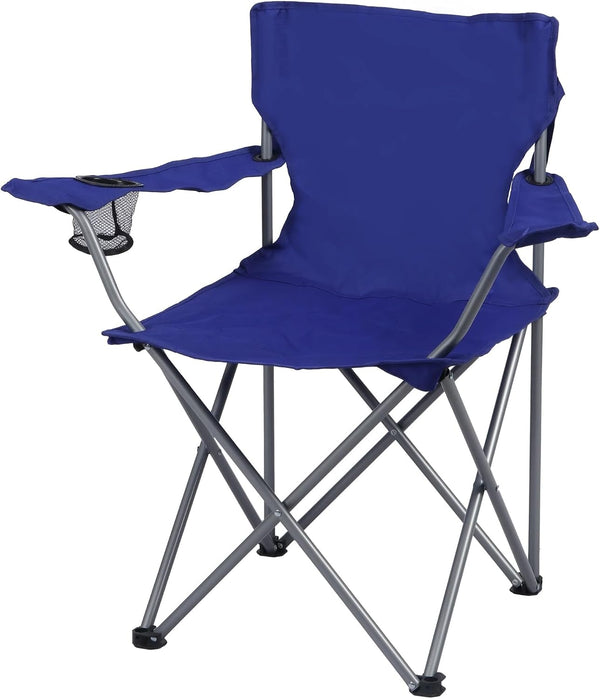 DUNMWAZ Quad Folding Camp Chair with Cup Holder (Royal Blue)
