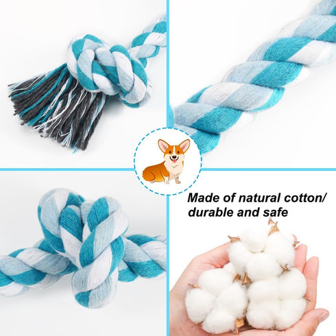 Dog Rope Toys, 3 Knots Chew Rope Toy for Medium and Small Dogs, Natural Cotton Pull Rope for Tug of War
