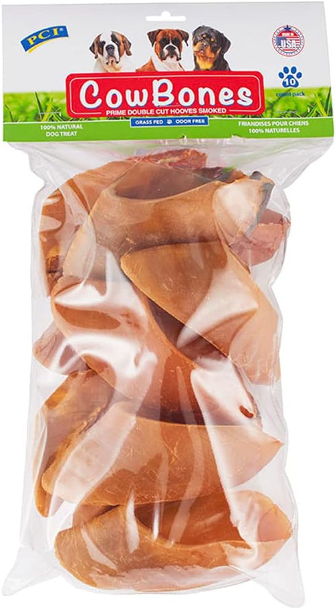 Pet Center, Inc. Cow Bones - 10 Pack, Hickory Smoked Flavor Beef Hooves Dog Treat