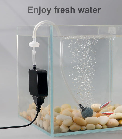 Mini Air Aerator Pump for 1-15 Gallon Fish Tank, Super Quiet 1.5 Watts