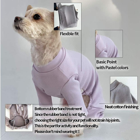 Basic Dog Pajamas, Durable and Elastic Dog Onesie Apparel Outfits for Doggie Jammies (Large, Purple)