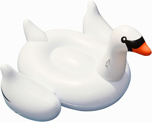 SWIMLINE 90621 Summer Swimming ORIGINAL Giant Inflatable Swan Pool Float Floatie Ride-On Lounge W/ Stable Legs Wings