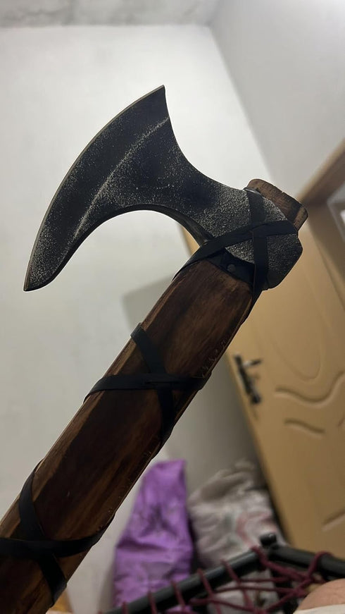 Viking Axe Real Handmade Carbon Steel Ragnar Lothbrok Hunting Axe with Leather Sheath